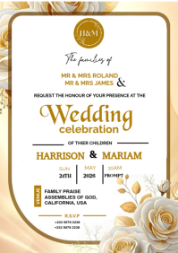 White Wedding Invitation A3 template