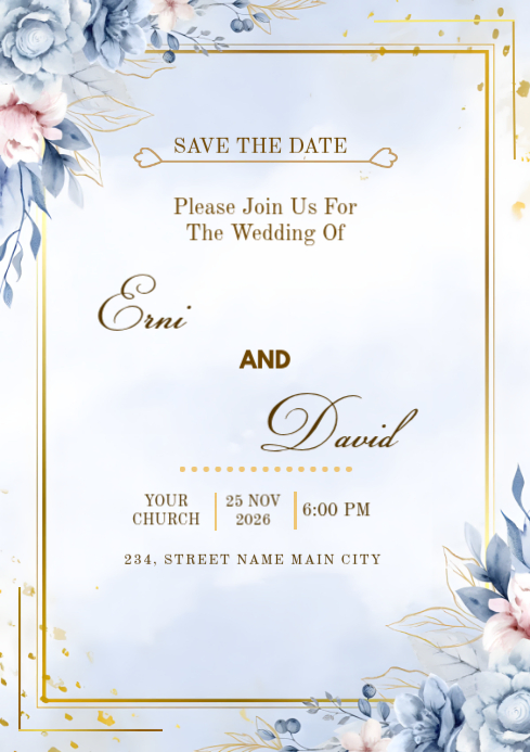 White Wedding Invitation A4 Template | PosterMyWall