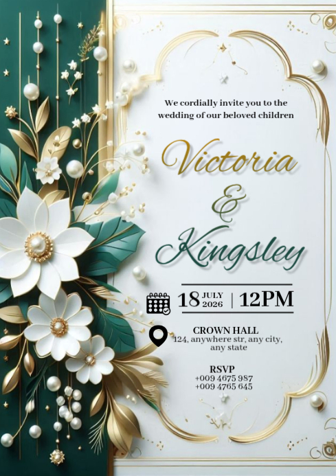 Modèle White Wedding Invitation A4 | PosterMyWall