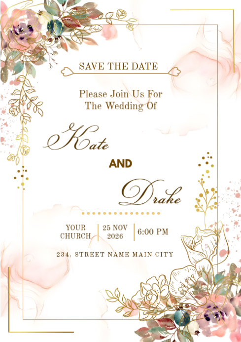 White Wedding Invitation A4 Template | PosterMyWall