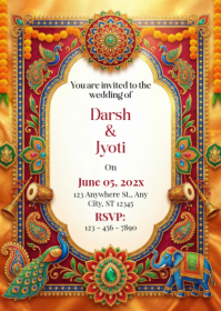 White Wedding Invitation A6 template