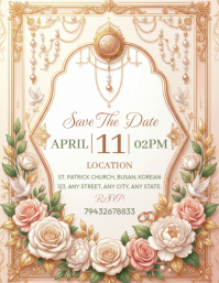 White Wedding Invitation Card  Flyer template