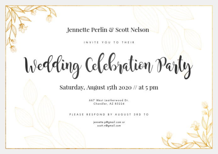 White Wedding Invitation Postcard Template Postermywall