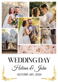 White Wedding Photo Collage A5 template