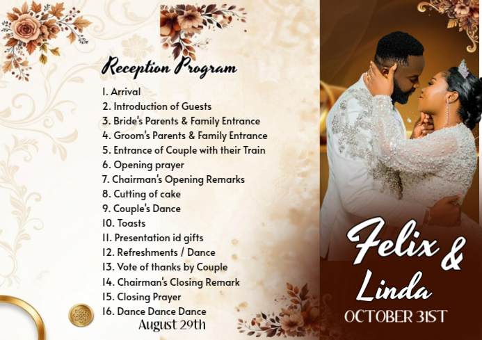 White Wedding Program A4 Template | PosterMyWall