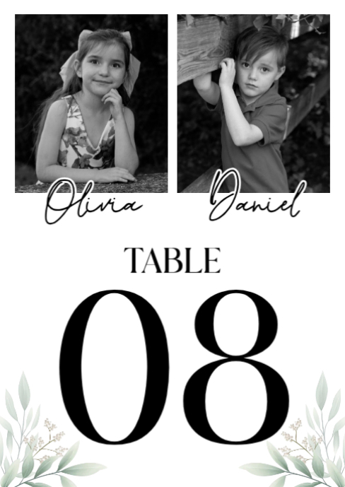 White Wedding Table Number A6 Template | PosterMyWall