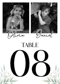 White Wedding Table Number A6 template