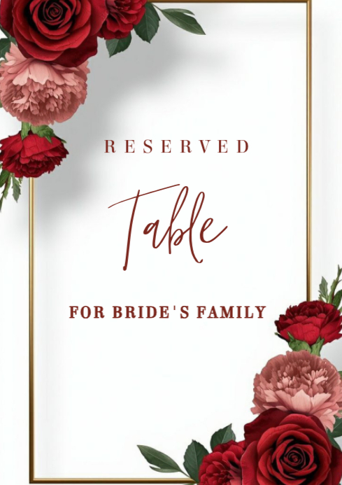 White Wedding Table Reservation A4 Template | PosterMyWall