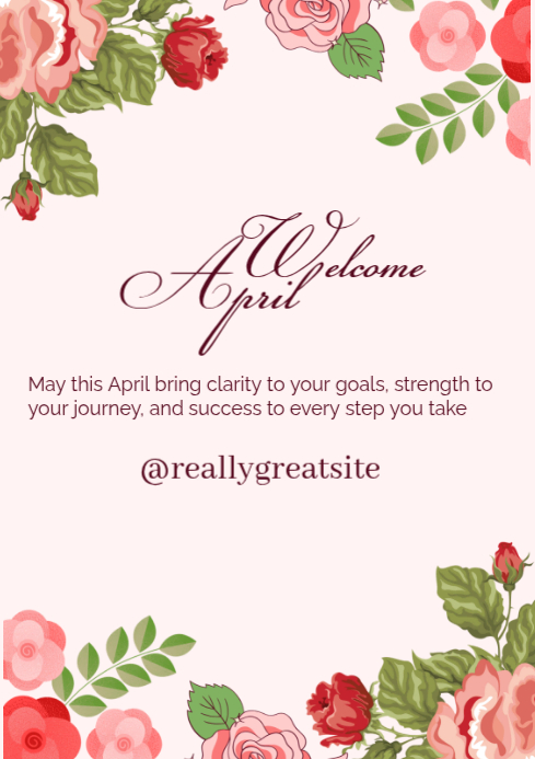 White Welcome April A4 Template | PosterMyWall