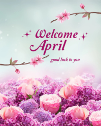 White Welcome April  Instagram Portrait template