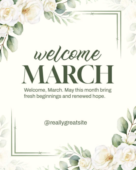 Welcome March Script Plantilla de White Welcome March Instagram Portrait | PosterMyWall