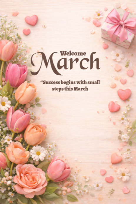 White Welcome March Poster Template | PosterMyWall