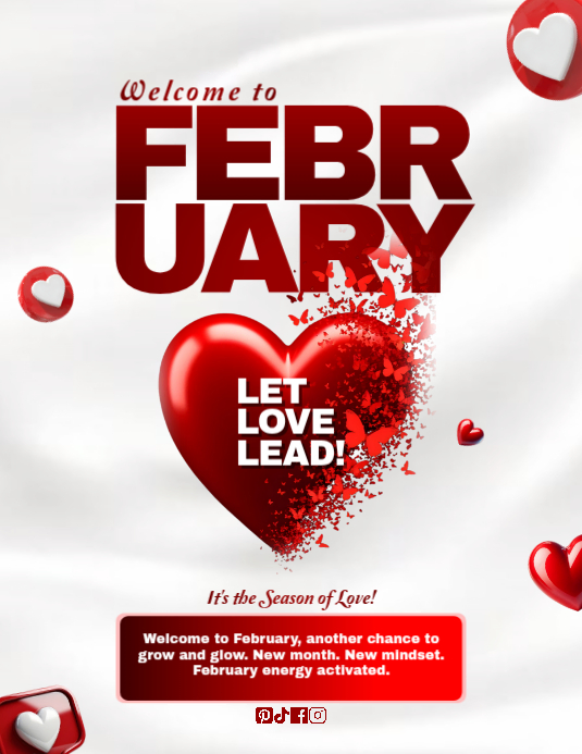 Copy of White Welcome to February Flyer Template | February Celebration ...