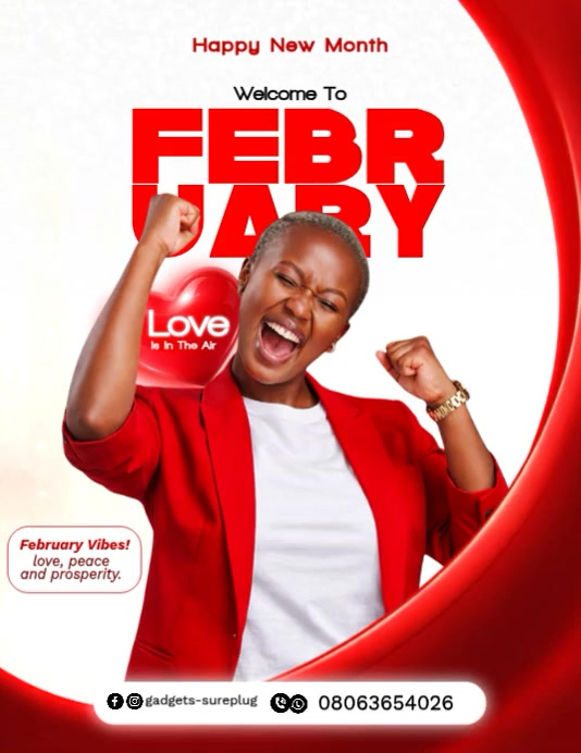 February Event Flyer White Welcome To February New Month Celebration Flyer Video Template ...