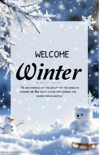 White  Welcome Winter Half Page Wide template
