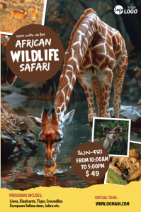 White Wildlife Safari Poster Plakat template