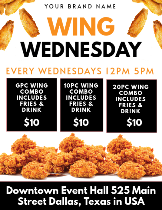 White Wing Wednesday Promotion Flyer Template | PosterMyWall