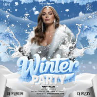 White Winter Christmas party template Vierkant (1:1)