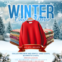 White Winter Coat Drive Instagram Post Wpis na Instagrama template