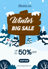 White Winter Sale A4 template