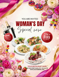 White Woman's Day Special Menu Flyer template