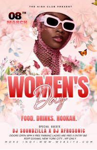 White Women's Day Party Invitation Tabloid template