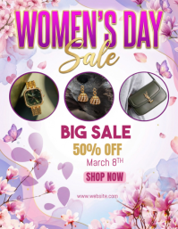 White Women's Day Sale Flyer Folheto (US Letter) template