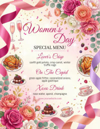 White Women's Day Special Menu Flyer template