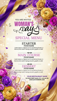 White Women's Day Special Menu Instagram Story template