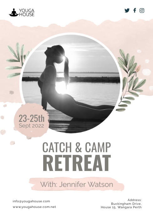 White Women's Retreat Flyer Design A4 template