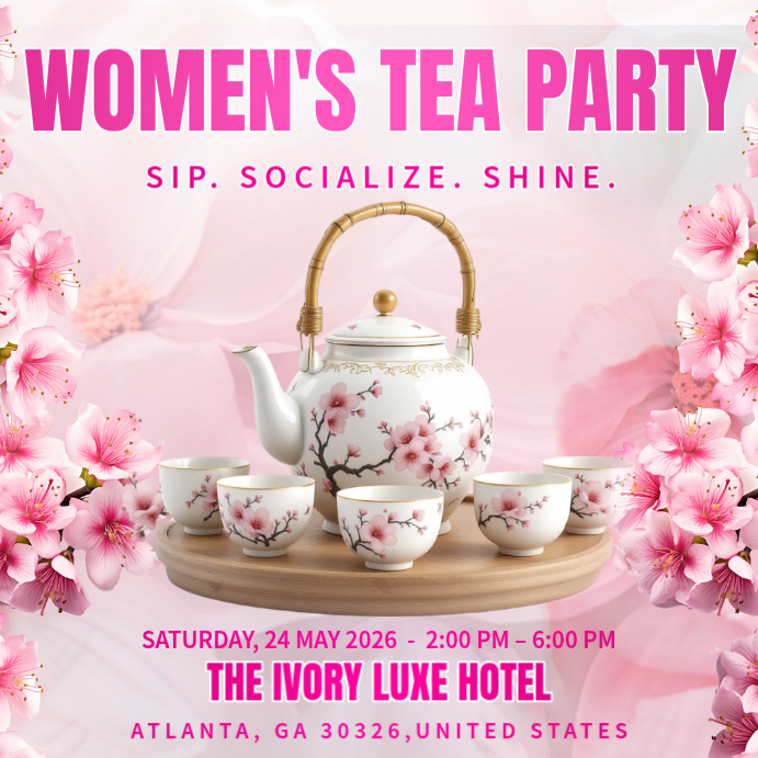 White Women's Tea Party Instagram Post Template | PosterMyWall