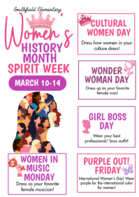 White Women History Month Spirit Week A4 template