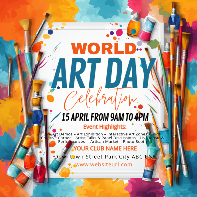 White World Art Day Instagram Post template