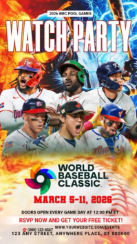 White World Baseball Classic Watch Party Instagram Story Video template