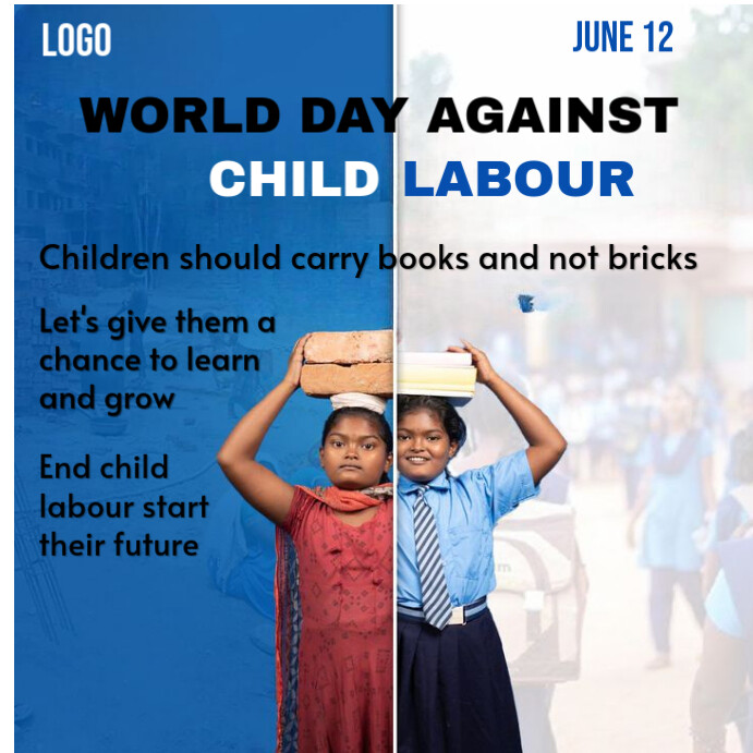 White World Day Against Child Labour Instagram Post Template | PosterMyWall