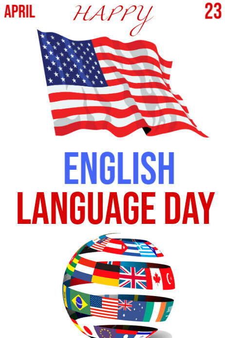 White  World Language Day Poster template