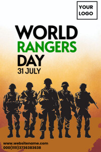 White  World Rangers Day Poster template