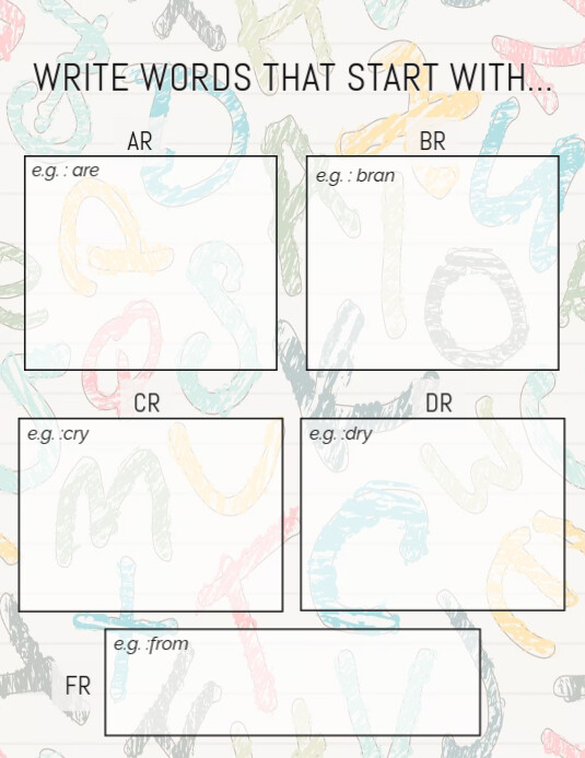 White Write Words That Start With Brain Exercise Word Games Flyer (us Letter) template