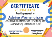 White Yellow Playful Kindergarten Certificate Of Excellence A4 template
