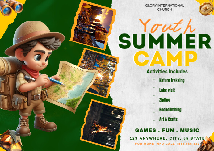 White Youth Summer Camp A3 template