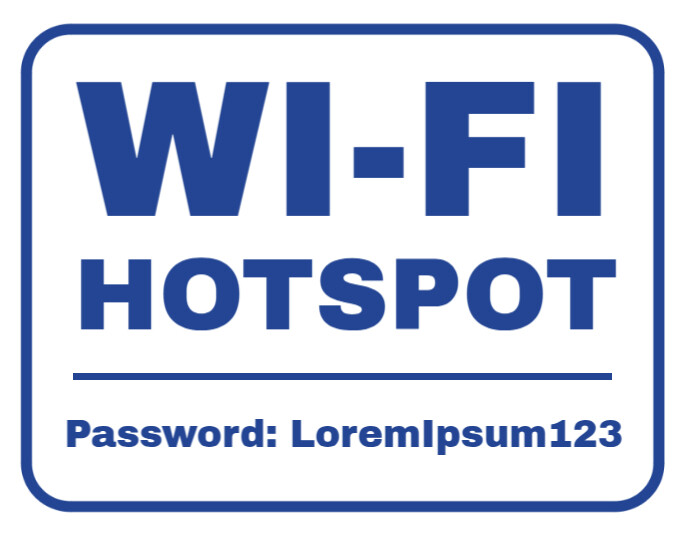 Wi-Fi Hotspot Password Sign Template Editable Printable Network Access Info Poster Flyer (US Letter)