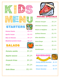 6 120 Children S Menu Templates Customizable Design Templates Postermywall