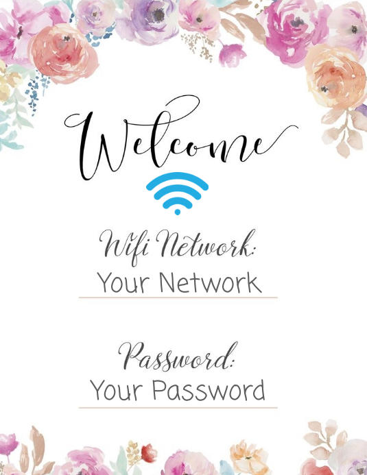 WIFI Network Info 传单(美国信函) template