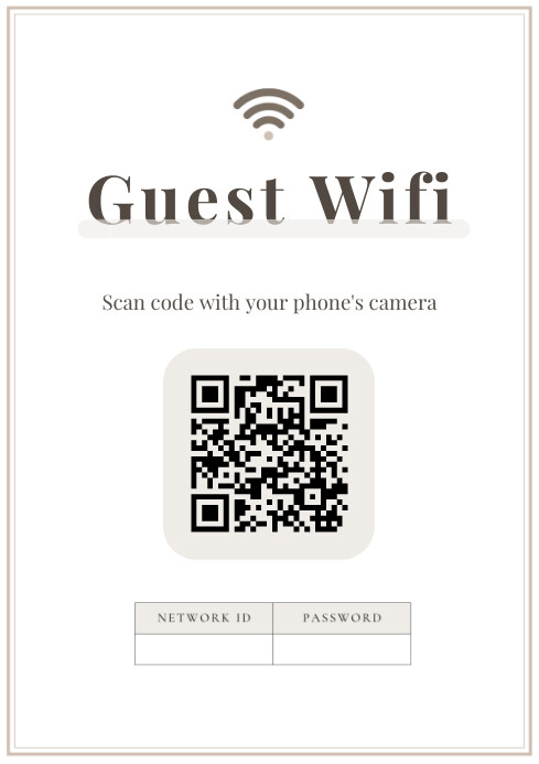 Wifi QR Code, wifi scan QR, public wifi A4 template