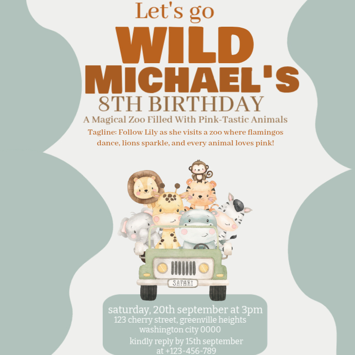 wild animals birthday template | PosterMyWall