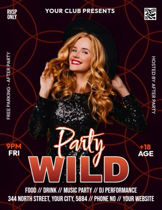 Wild Night Party Video Flyer (US Letter) template