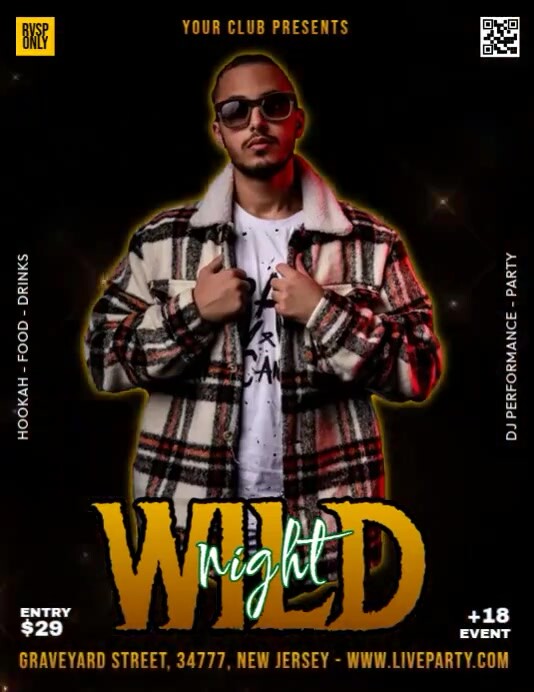 Wild Night Party Video Flyer (US Letter) template