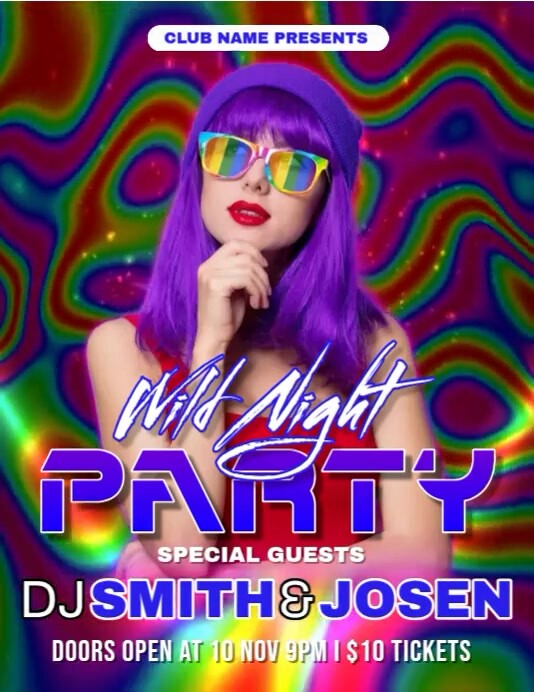 Wild Night Party Video Flyer (US Letter) template