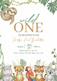 Wild One Birthday Invitation A4 template