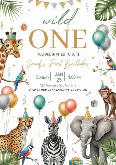 Wild One birthday invitation Template | PosterMyWall